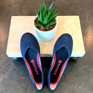 EUC Rothy’s Black Friday (Navy) Metallic Flat, 9.5